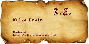 Kulka Ervin névjegykártya
