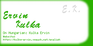 ervin kulka business card